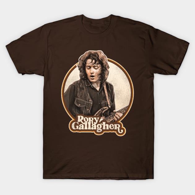 Rory Gallagher 70s Retro Sepia Tone T-Shirt by darklordpug